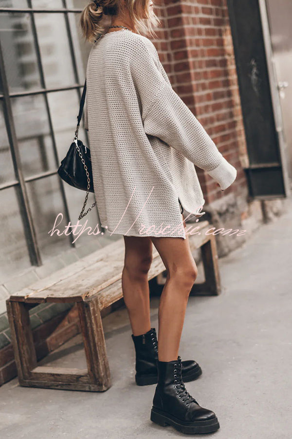 Cup of Cozy Knit Oversized Slit Side Sweater