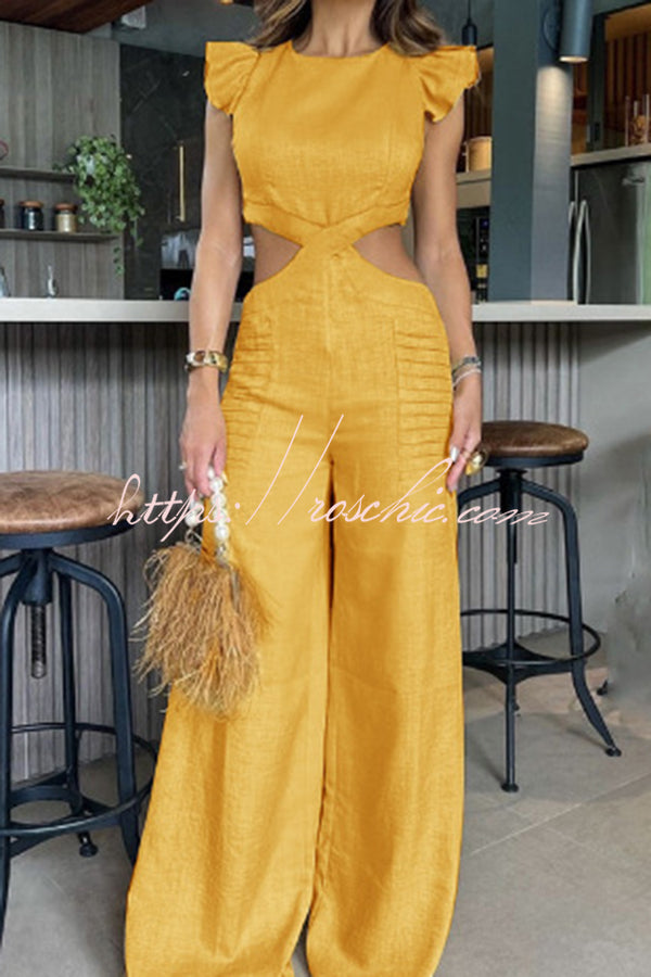 Hidden Zipper Loose High Rise Wide Leg Jumpsuit