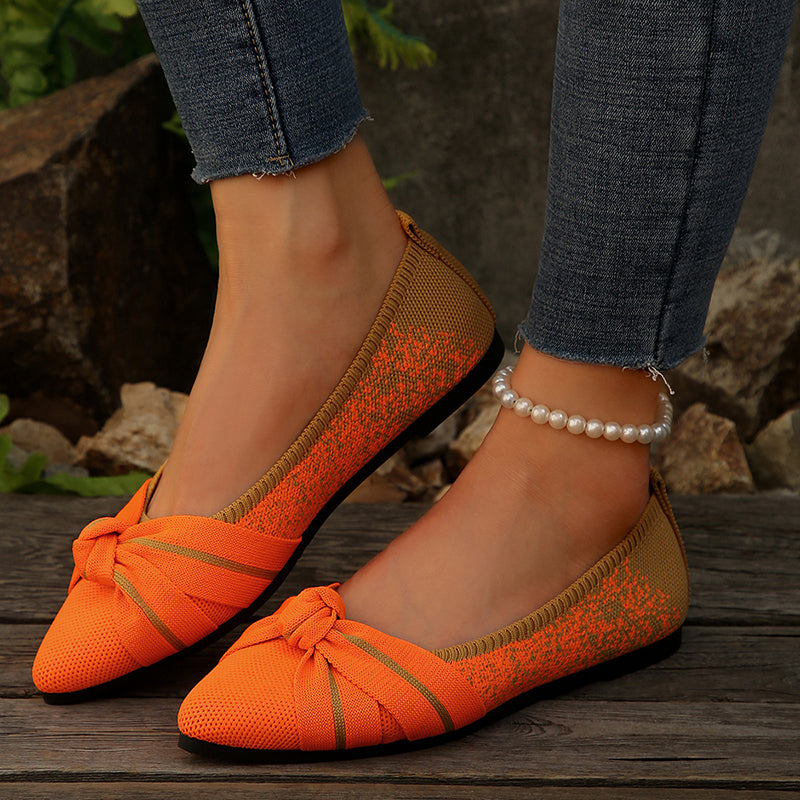 Fashionable Bow Colorblock Casual Flats