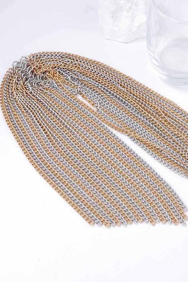 Exaggerated Layered Metal Chain Scarf