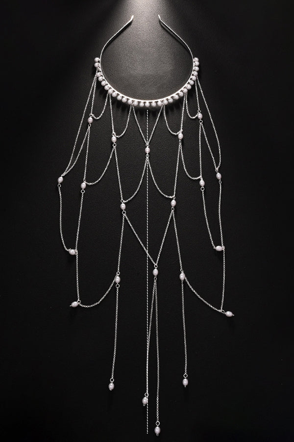 Fashionable Mesh Pearl Tassel Headband