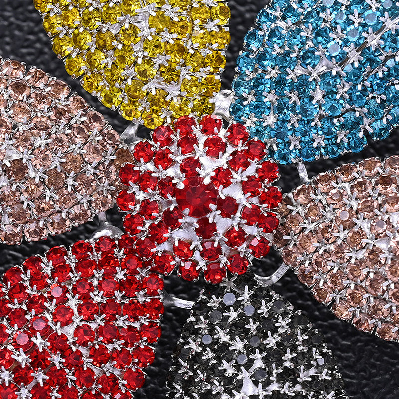 New Rhinestone Colorful Flower Earrings