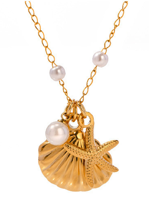 Ocean Series Pearl Accessories Starfish and Conch Shell Necklace