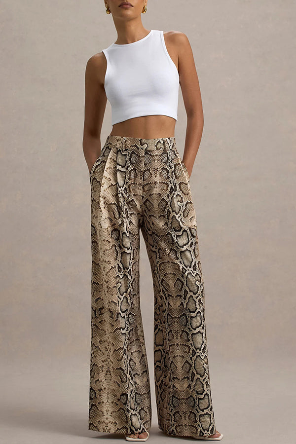 Hurley Ombre Snake Print Elastic Waist Pocketed Wide Leg Pants