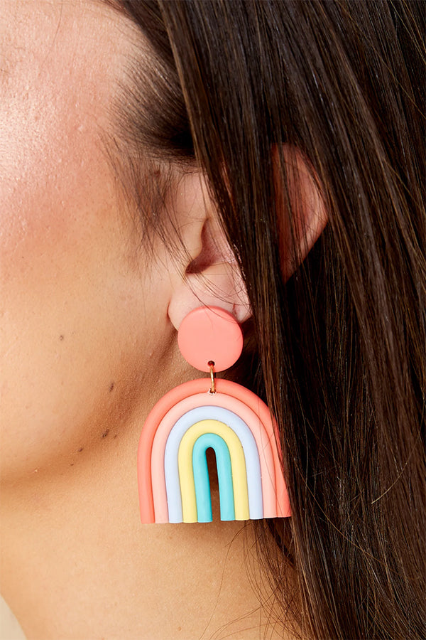 Rainbow colored polymer earrings