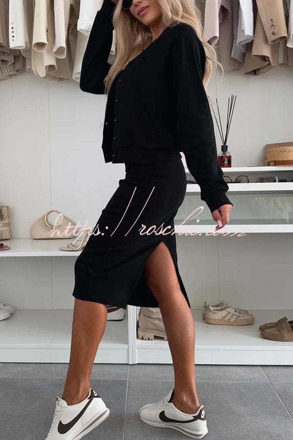 Comfort and Femininity Knit Ribbed Button Up Long Sleeve Bomber Jacket