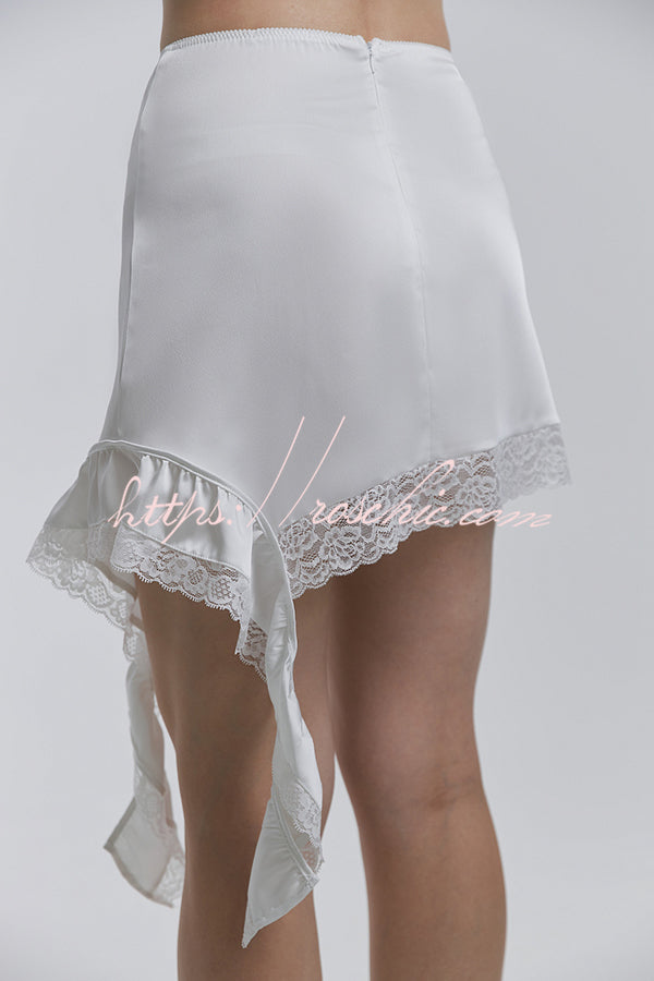 Fashionable Lace Asymmetrical Elegant Mini Skirt