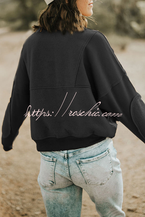 Pocket Zip Pullover Long Sleeve Sweatshirt