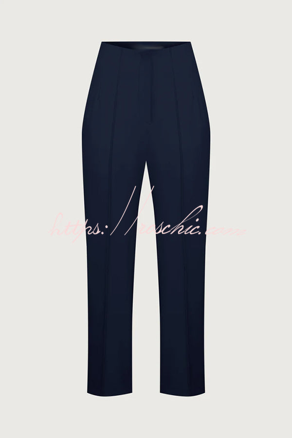 Exquisite and Fashionable High Waist Pocketed Straight Leg Pencil Pants