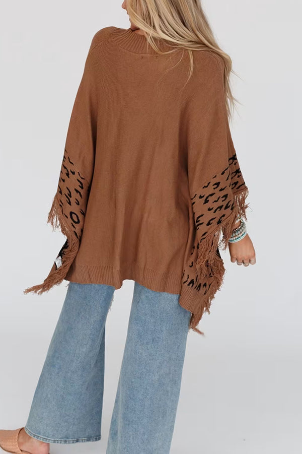 Fashionable Round Neck Tassel Loose Knitted Sweater