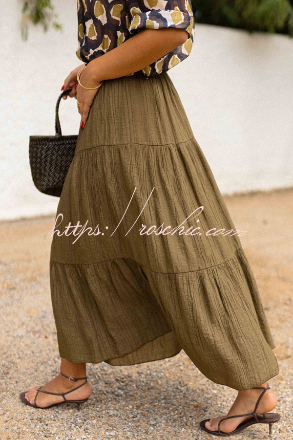 Solid Color Splicing Casual Vacation Maxi Skirt