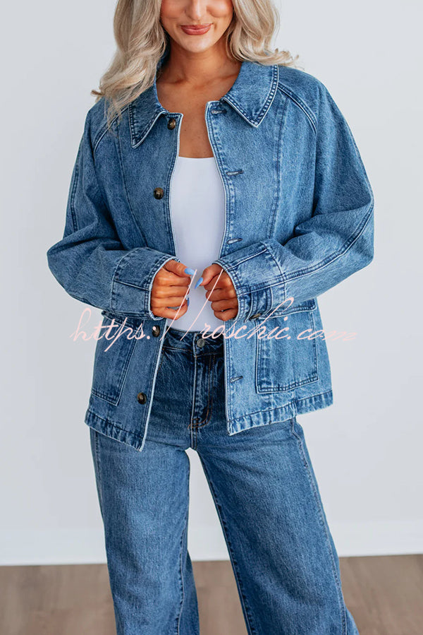 Stylish Single-breasted Casual Pocket Denim Jacket