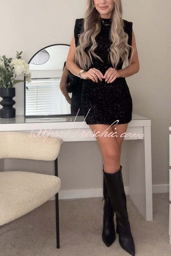 Adorable Sexy Vibes Sequin Wide Sleeve Mini Dress