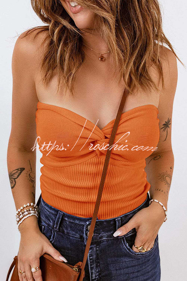 Sexy Tube Knit Ribbed Slim Backless Tank Top