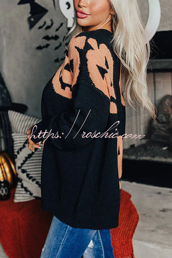 Hey Pumpkin Knit Loose Pullover Halloween Sweater