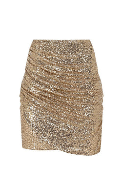 Stunning Days Sequined Elastic Waist Ruched Mini Skirt