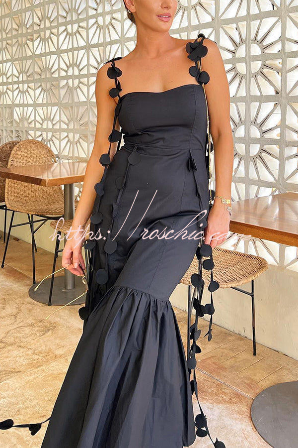 Romantic Getaway Round Decorative Draped Braid Fishtail Midi Dress