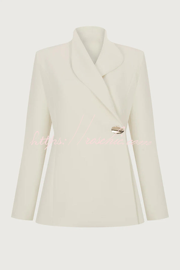 Exquisite and Fashionable Stand Lapel Neck Metal Button Long Sleeve Blazer