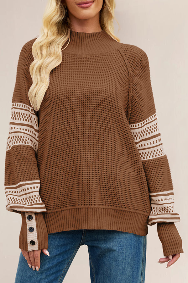 Stylish Color-blocked Loose Long-sleeved Knit Sweater