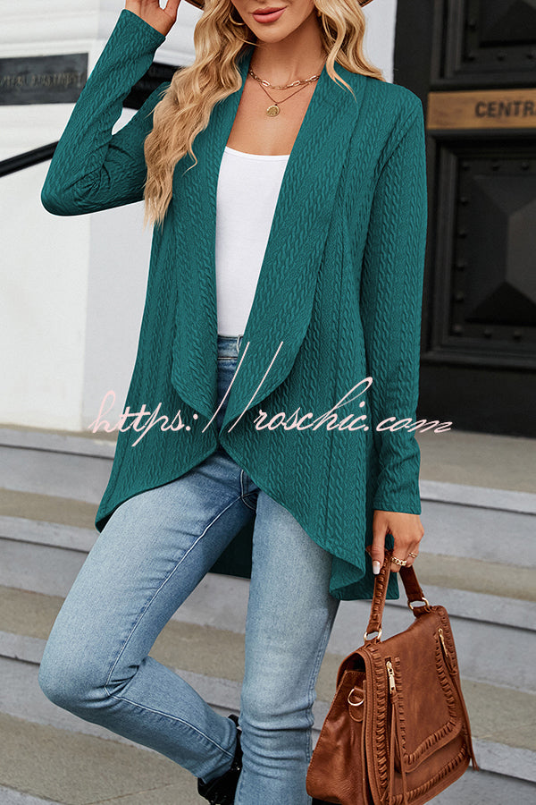 Long Sleeve Solid Color Ruffle Loose Cardigan