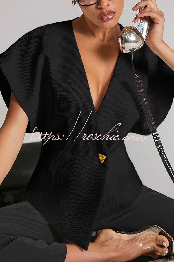 Fashion Button V-neck Asymmetrical Suit Vest