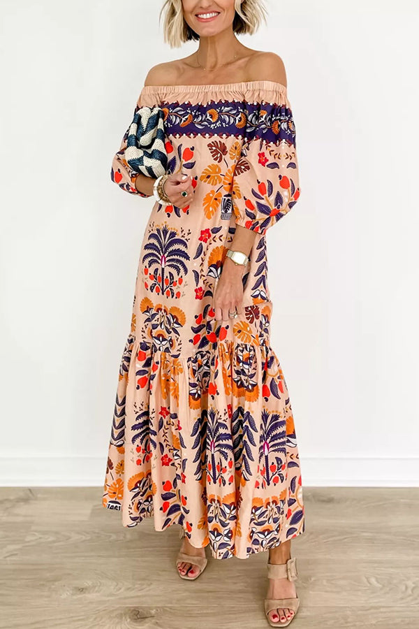 Island Lover Printed Off The Shoulder Pocketed Flowy Midi Dress roschic Island Lover Printed Off The Shoulder Pocketed Flowy Midi Dress roschic