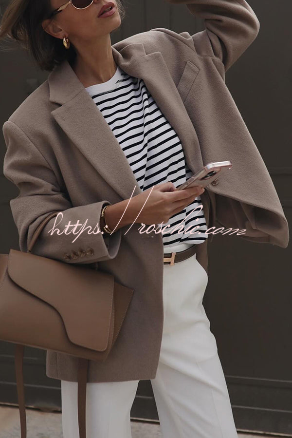 Solid Color Lapel Long Sleeve Loose Blazer