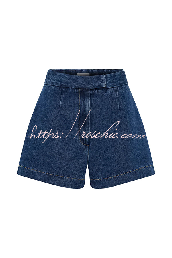 Abel Denim High Waist Relaxed Fit Shorts