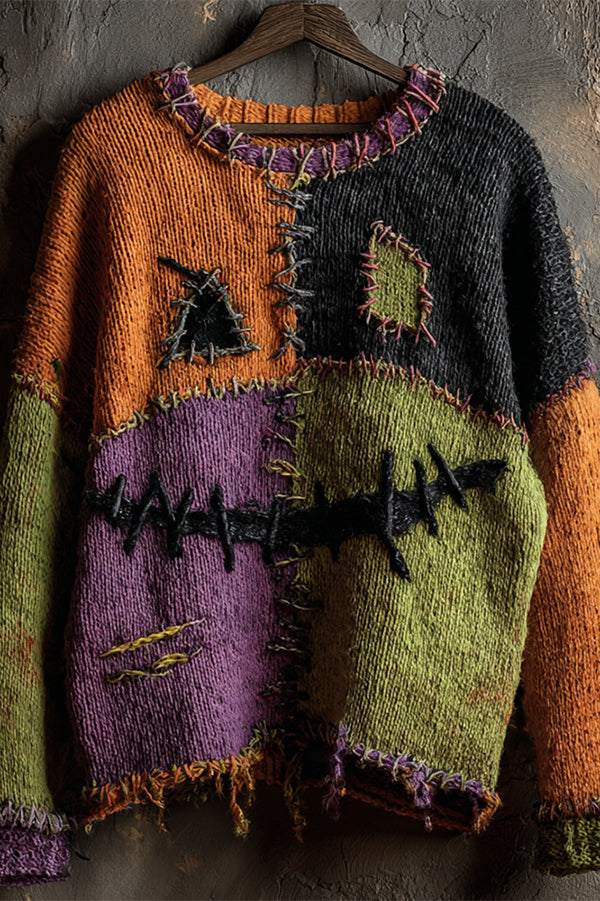 Halloween Print Loose Round Neck Long Sleeve Casual Sweatshirt