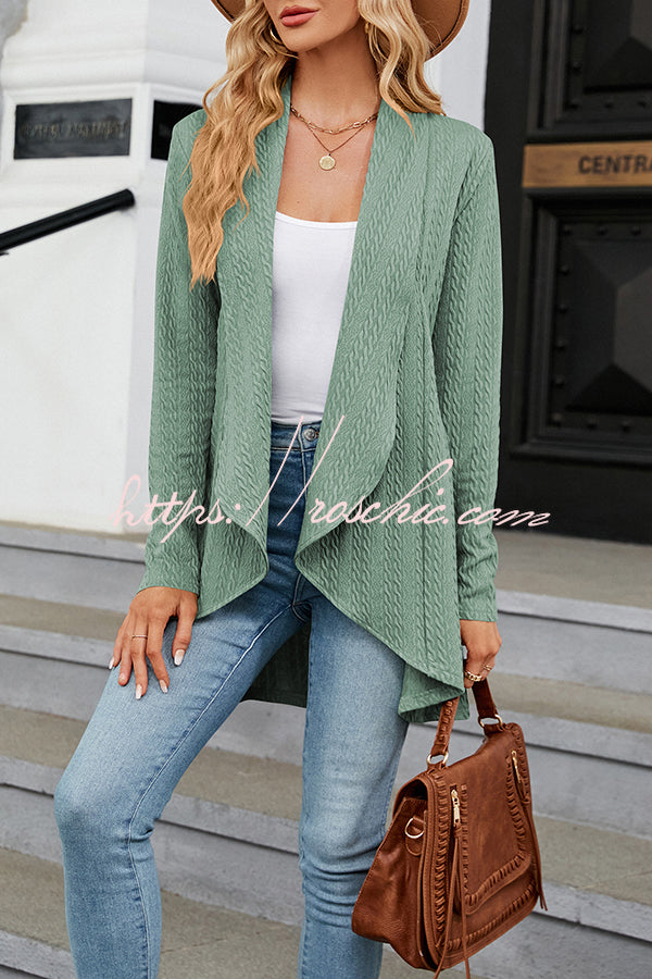 Long Sleeve Solid Color Ruffle Loose Cardigan