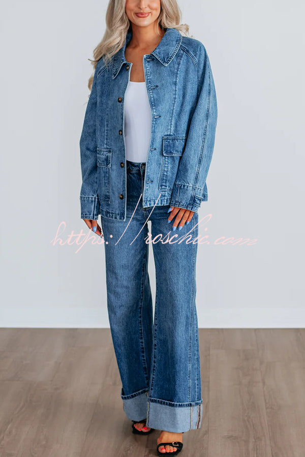 Stylish Single-breasted Casual Pocket Denim Jacket