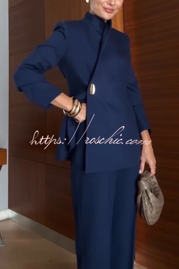 Exquisite and Fashionable Stand Lapel Neck Metal Button Long Sleeve Blazer