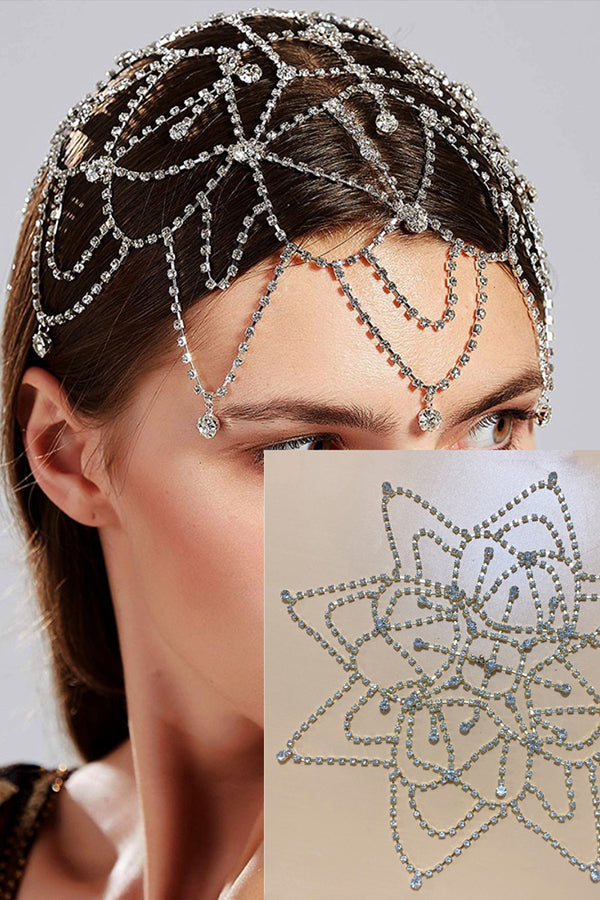 Rhinestone Tassel Mesh Headband