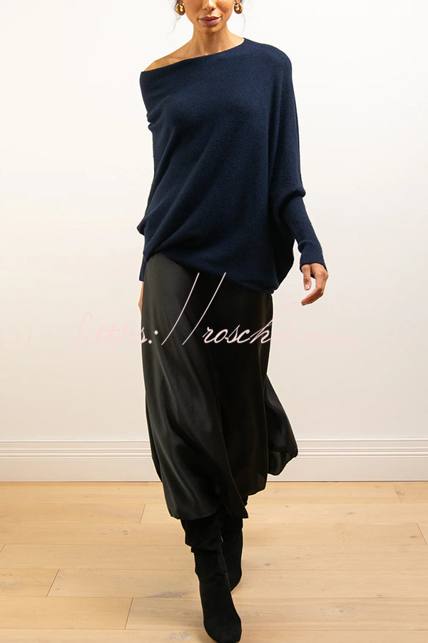 Solid Color Round Neck Long Sleeve Loose Knitted Sweater