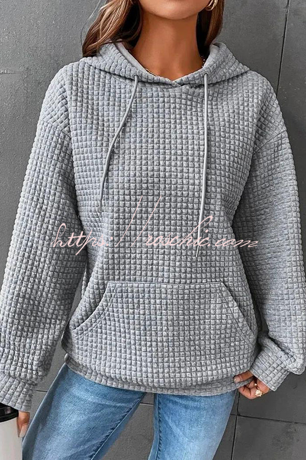 Antinson Loose Long Sleeve Drawstring Pullover Pocket Hoodie