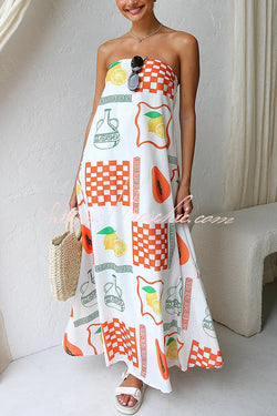 Sandy Silhouette Unique Print Strapless A-line Maxi Dress