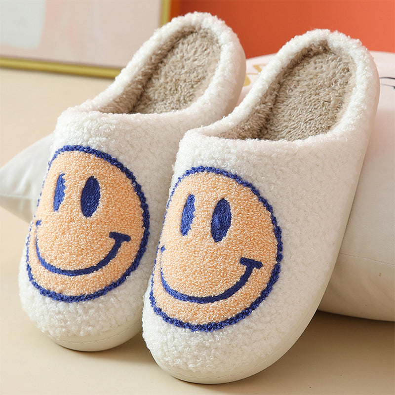 Smiley plush slippers