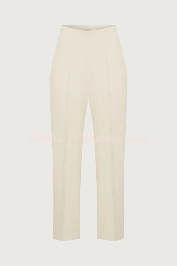 Exquisite and Fashionable High Waist Pocketed Straight Leg Pencil Pants