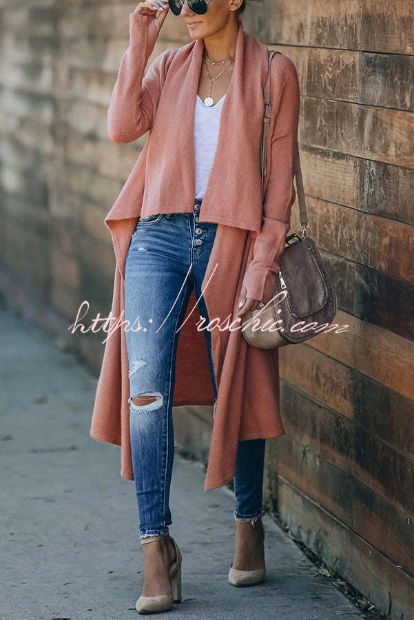 Fireside Pocketed Oversized Drape Neckline Knit Cardigan