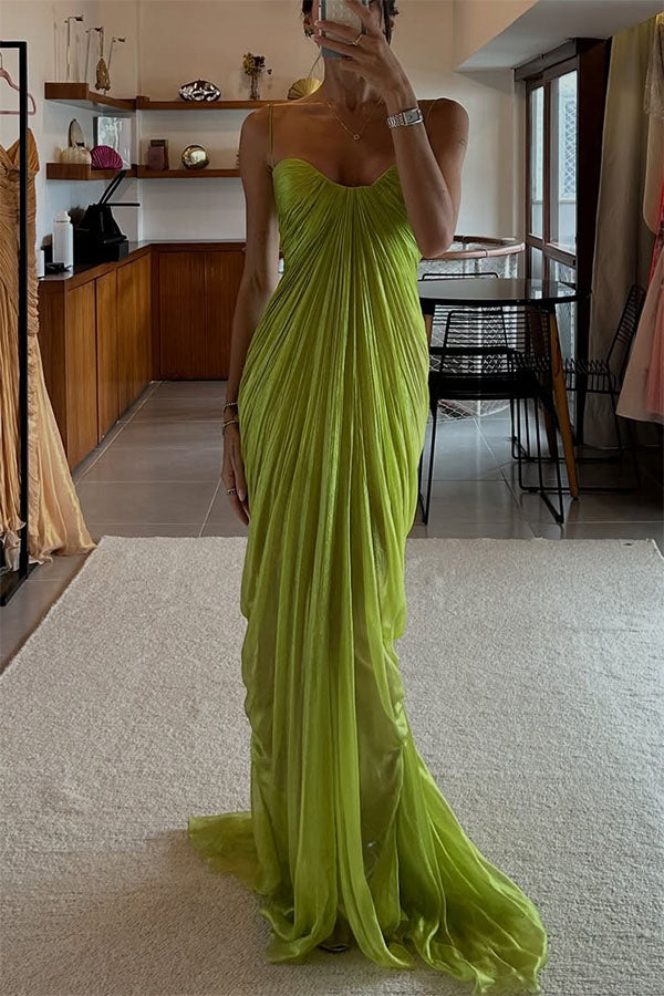 one shoulder tropical dress One-Shoulder Bridersmaid Dresses Printed Floral Elegant Sheath/Column Sleeveless Long Formal Wedding Party Evening Gowns with Split Side main image 1