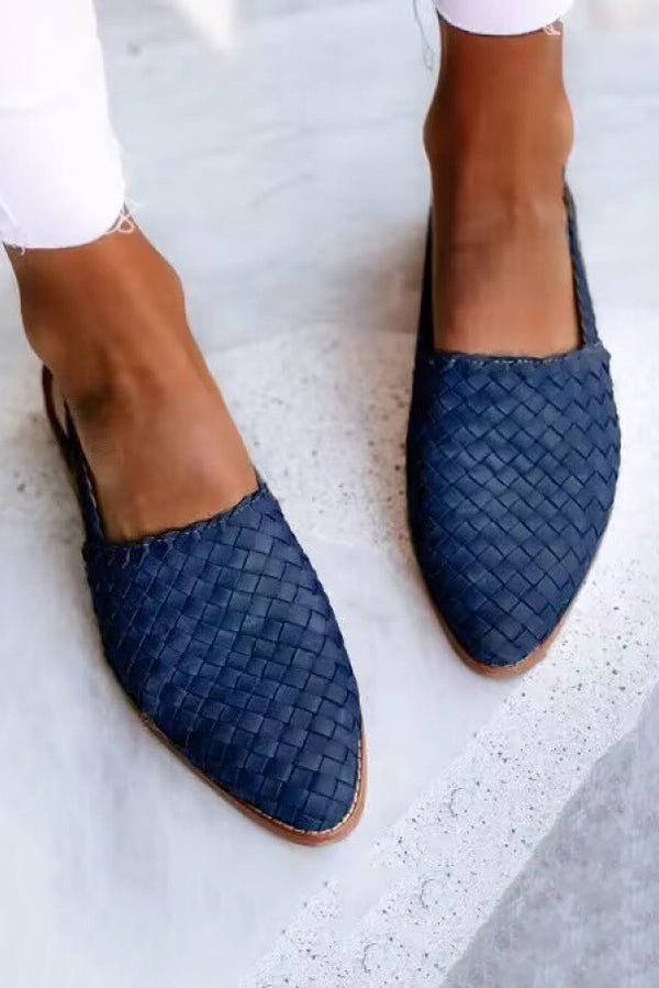 Casual Pointed Toe Woven Flat Sandals