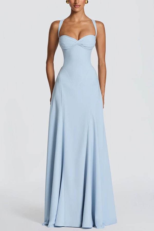 Irie Chiffon Sweetheart Neck Adjustable Straps Back Lace-up Maxi Dress roschic Irie Chiffon Sweetheart Neck Adjustable Straps Back Lace-up Maxi Dress roschic
