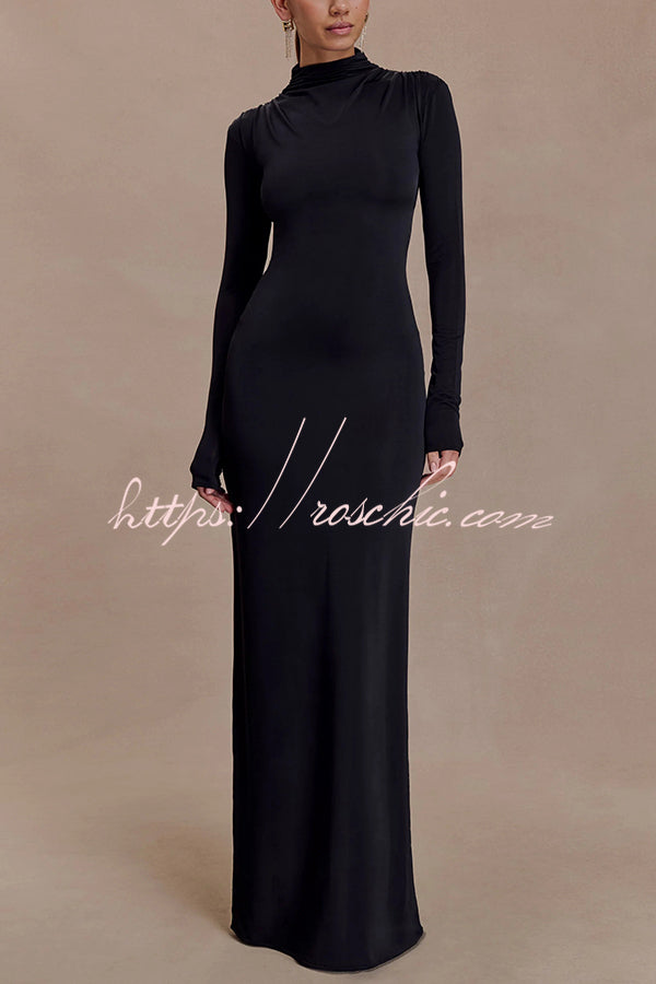Sexy Backless Long-sleeved Stretch Slim-fit Maxi Dress