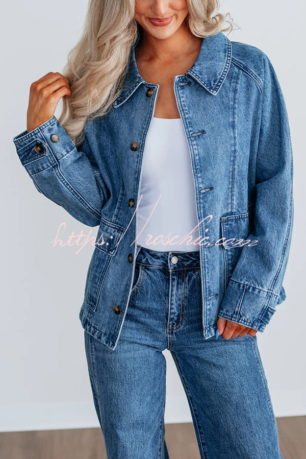 Stylish Single-breasted Casual Pocket Denim Jacket