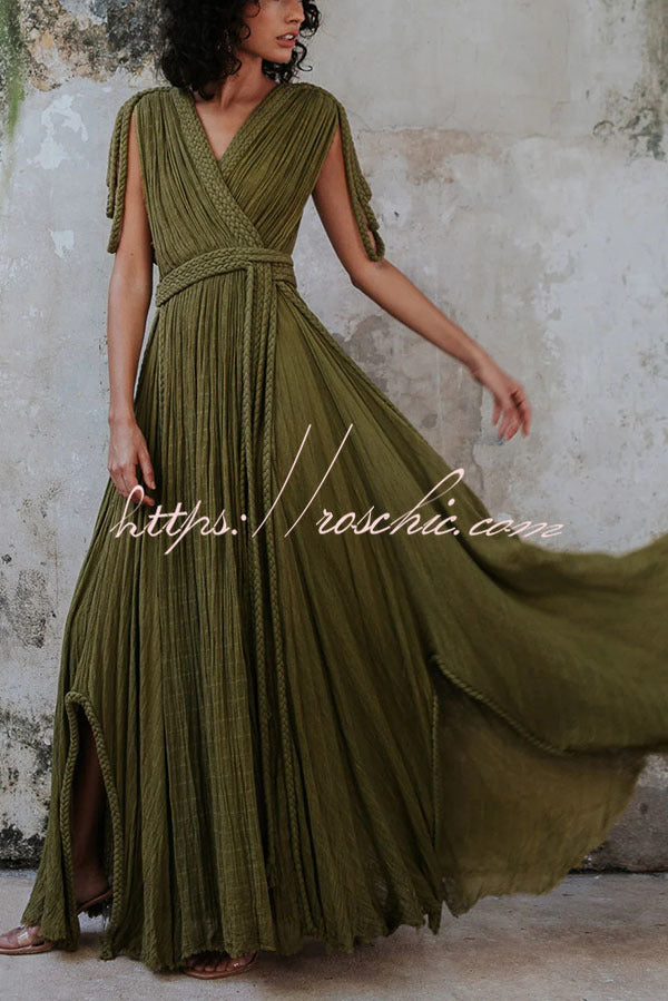 Resort Style Draped Braids Shoulder Backless Cover-up Loose Maxi Dress