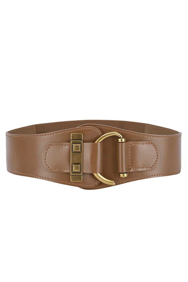 Retro Style Waist-hugging Wide Leather Belt