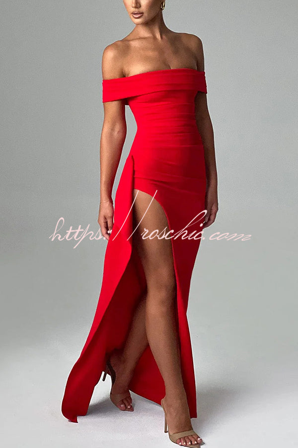 Sexy Lady Off Shoulder High Slit Maxi Dress