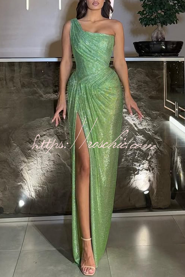 sequin pleated maxi dress Gold Coast V neck Cami Shimmer Pleated Maxi Dress