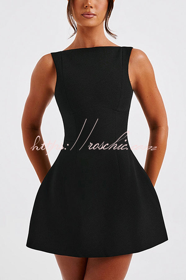 Cosmopolitan Chic High Neck Scoop Back Bubble-shaped Mini Dress