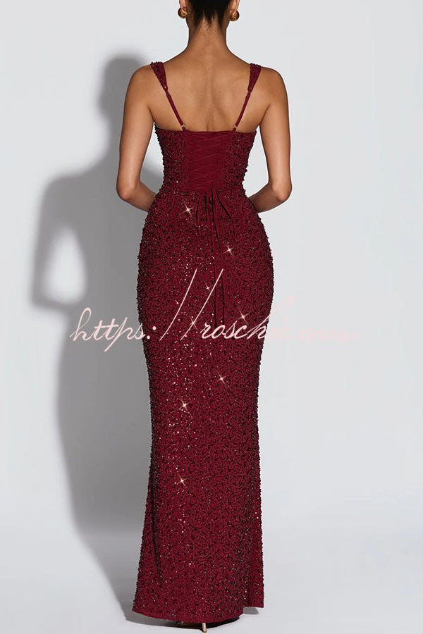 Calanthe Maxi Dress - Burgundy Sparkle Calanthe Maxi Dress - Burgundy Sparkle